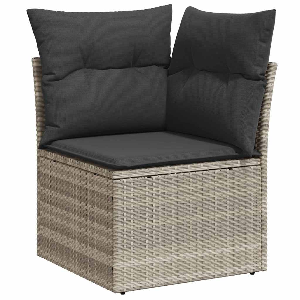 Garten-Sofa-Set mit Speicher 9 pcs Hellgrau Poly Rattan